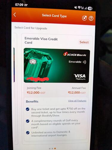 Icici emeralde credit